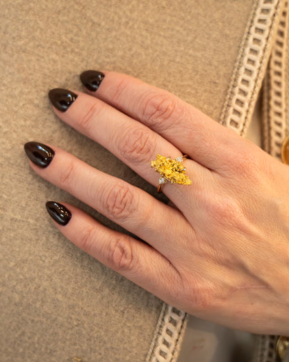 Natural Gold Nugget Cocktail Ring 24/14k Yellow Gold
