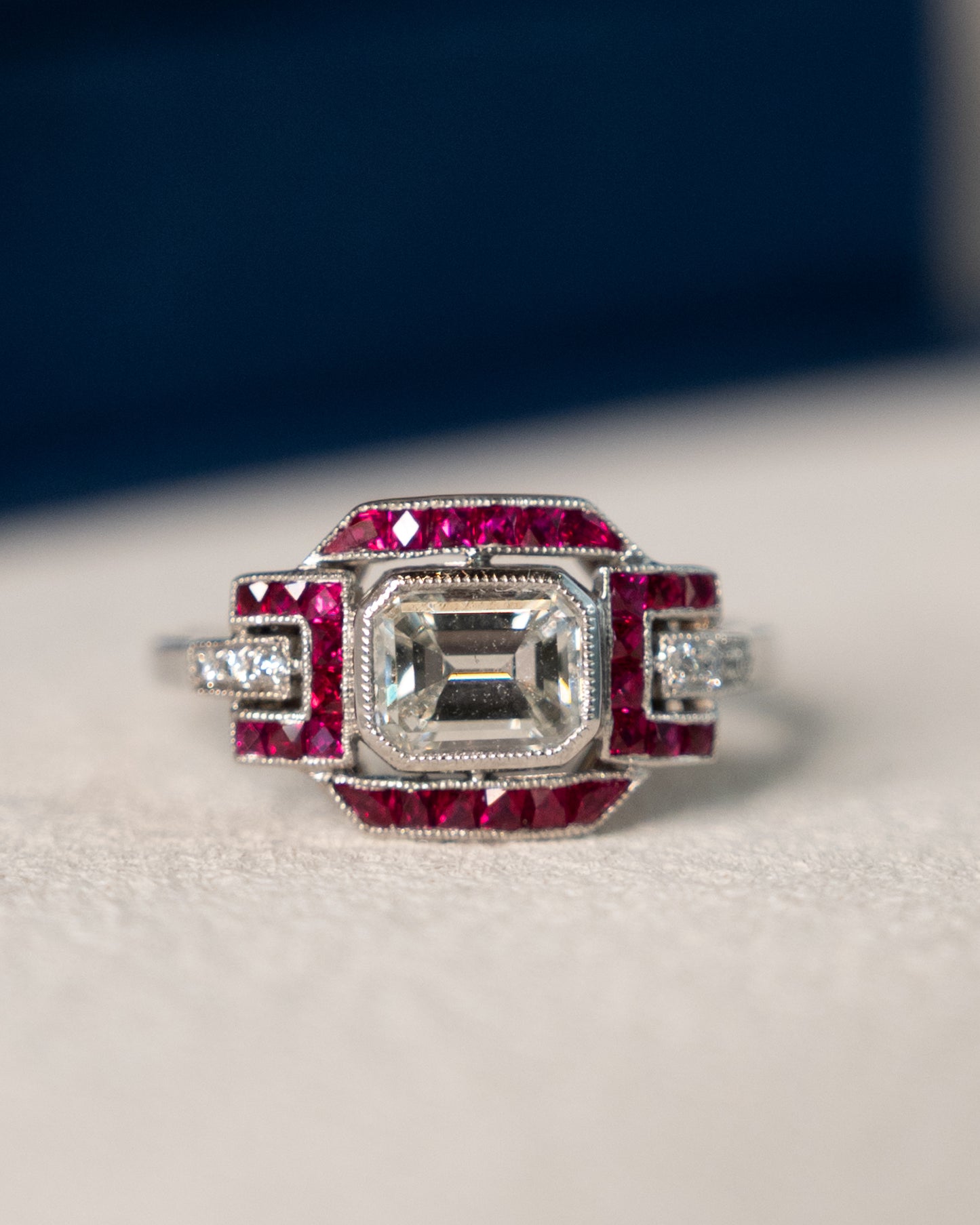 1.32 Emerald Cut Diamond Engagement Ring Platinum