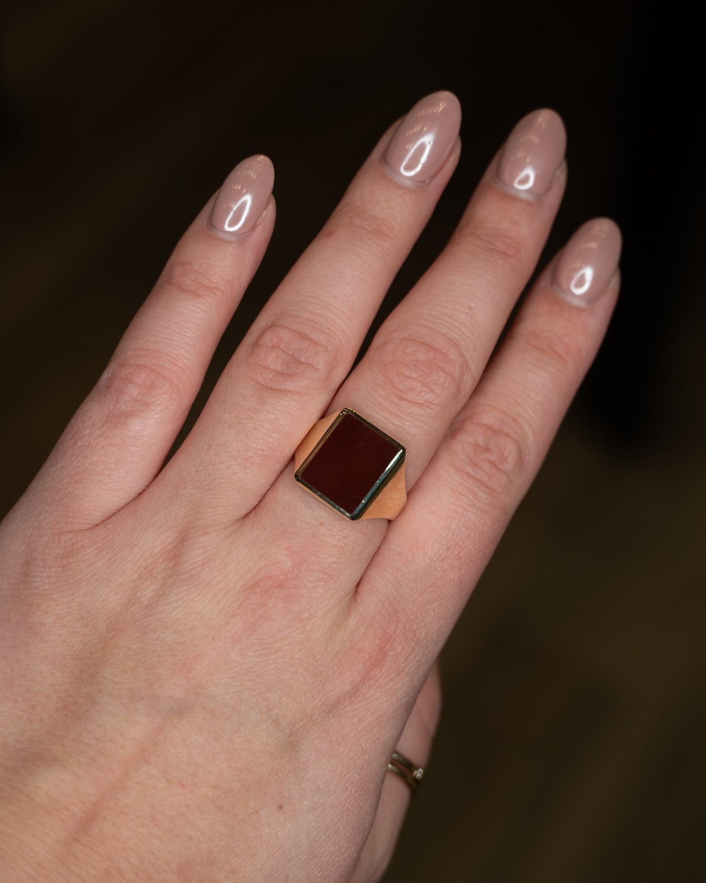 Vintage Mens Carnelian Signet Ring 14k Yellow Gold