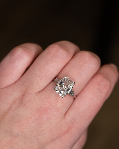 5.77 Vintage GIA Old Mine Cushion Diamond Engagement Ring Platinum