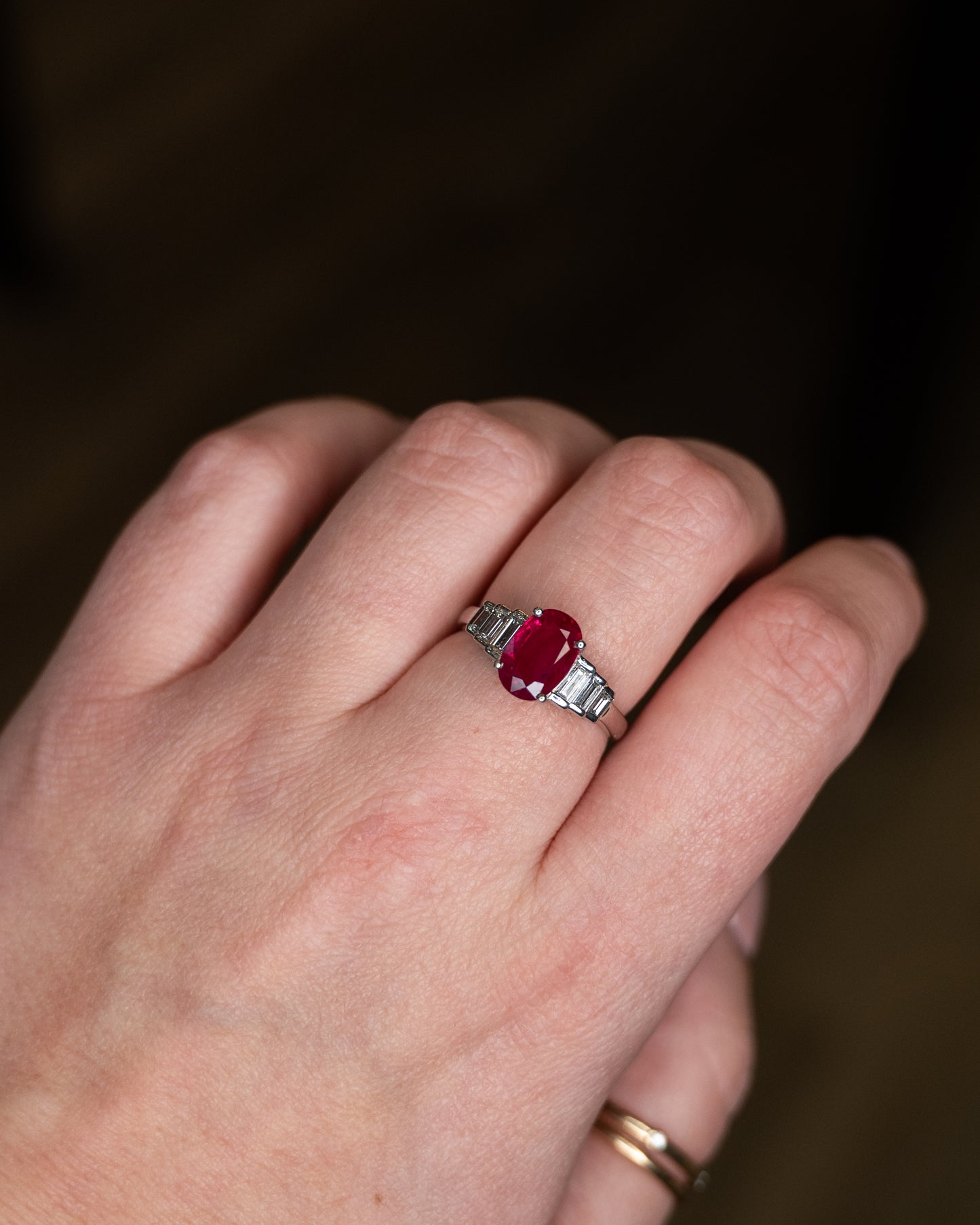 2.03 GIA Burma Ruby Engagement Ring Platinum