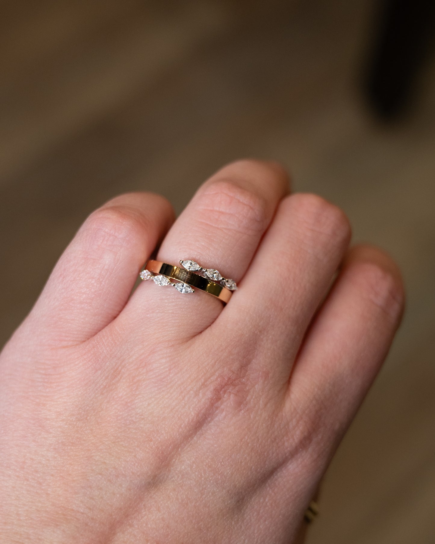 .48 Marquise Diamond Cocktail Ring Two-Tone 18k