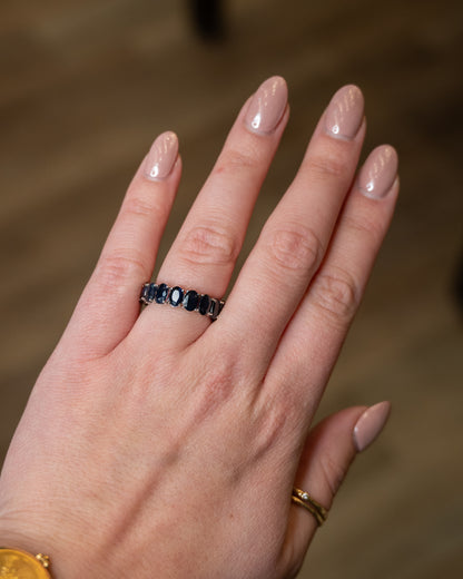 9 Carat Oval Sapphire Eternity Band 14k White Gold