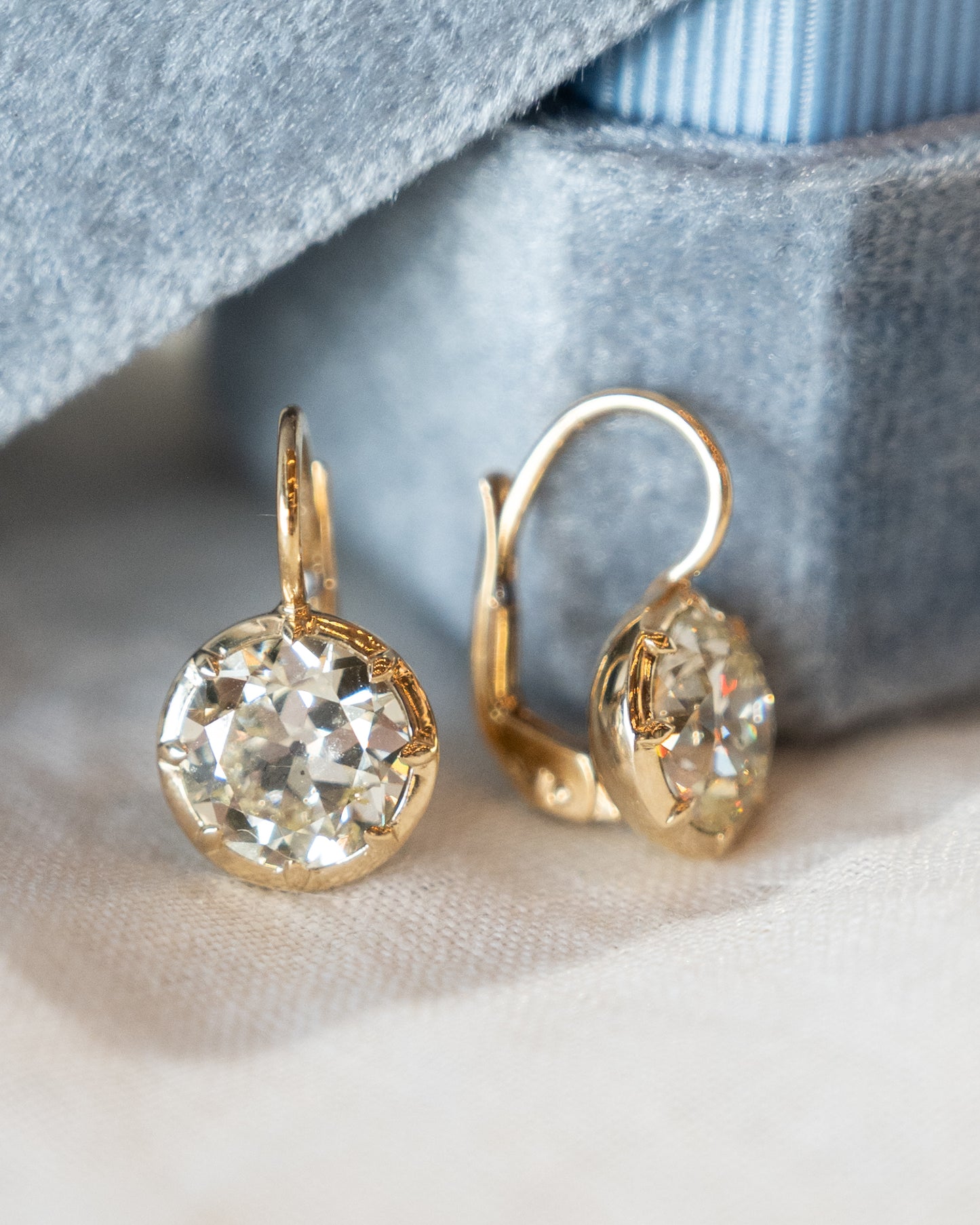 4.00 GIA Old European Diamond Drop Earrings 14k