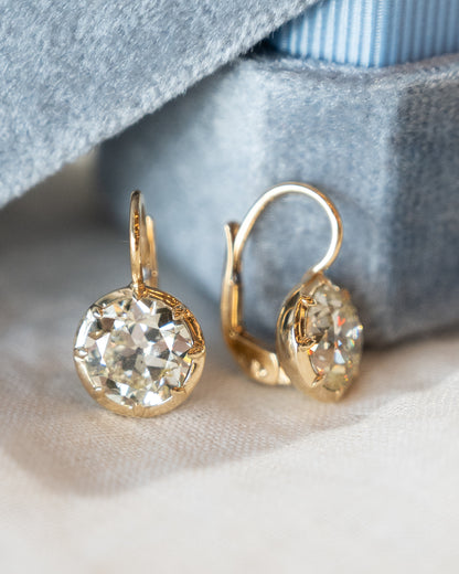 4.00 GIA Old European Diamond Drop Earrings 14k