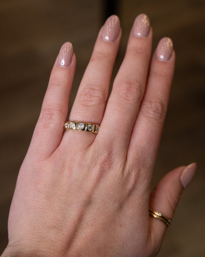 .58 Five Stone Diamond Wedding Band 14k Yellow Gold