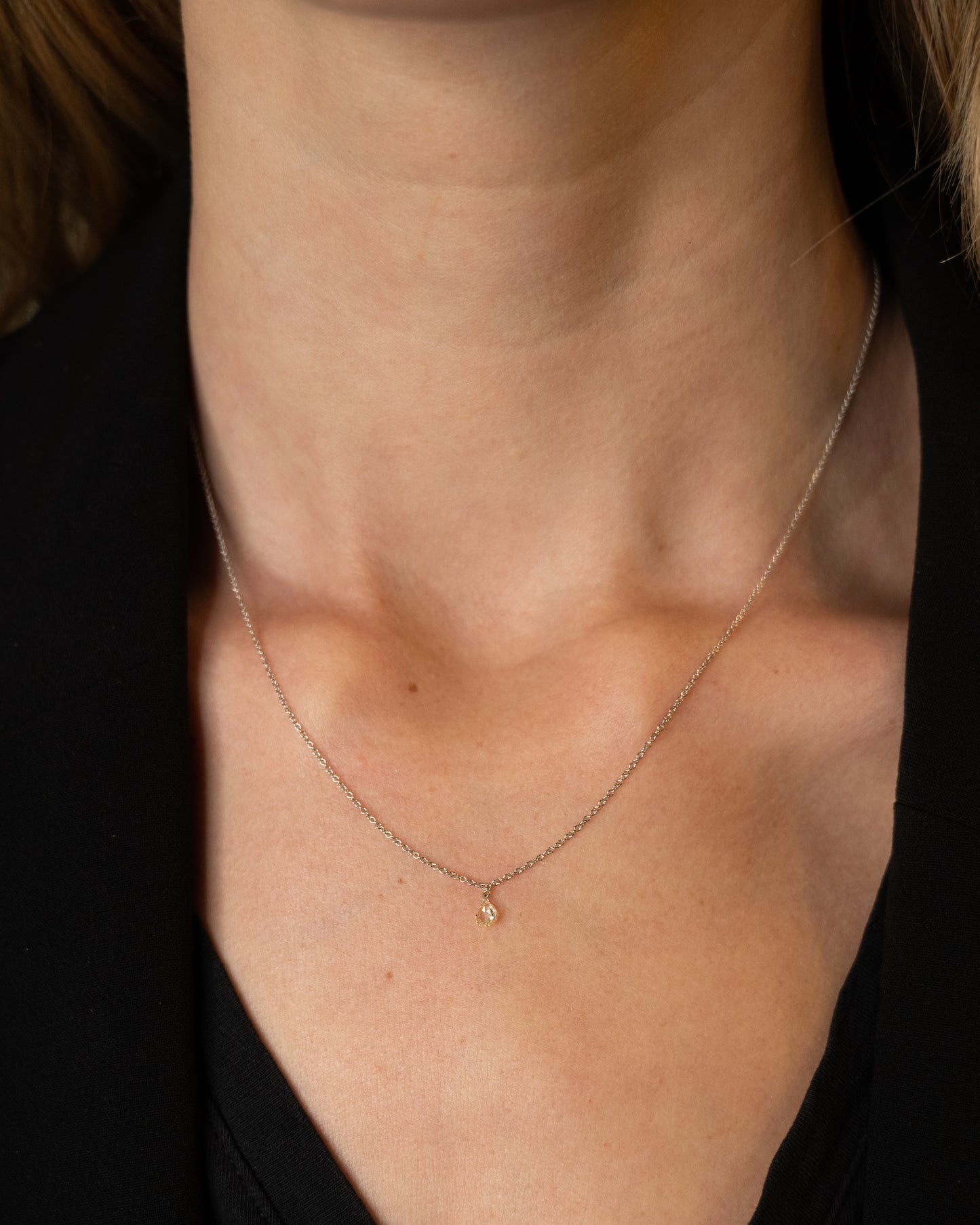 .25 Pear Cut Diamond Pendant Necklace 18k