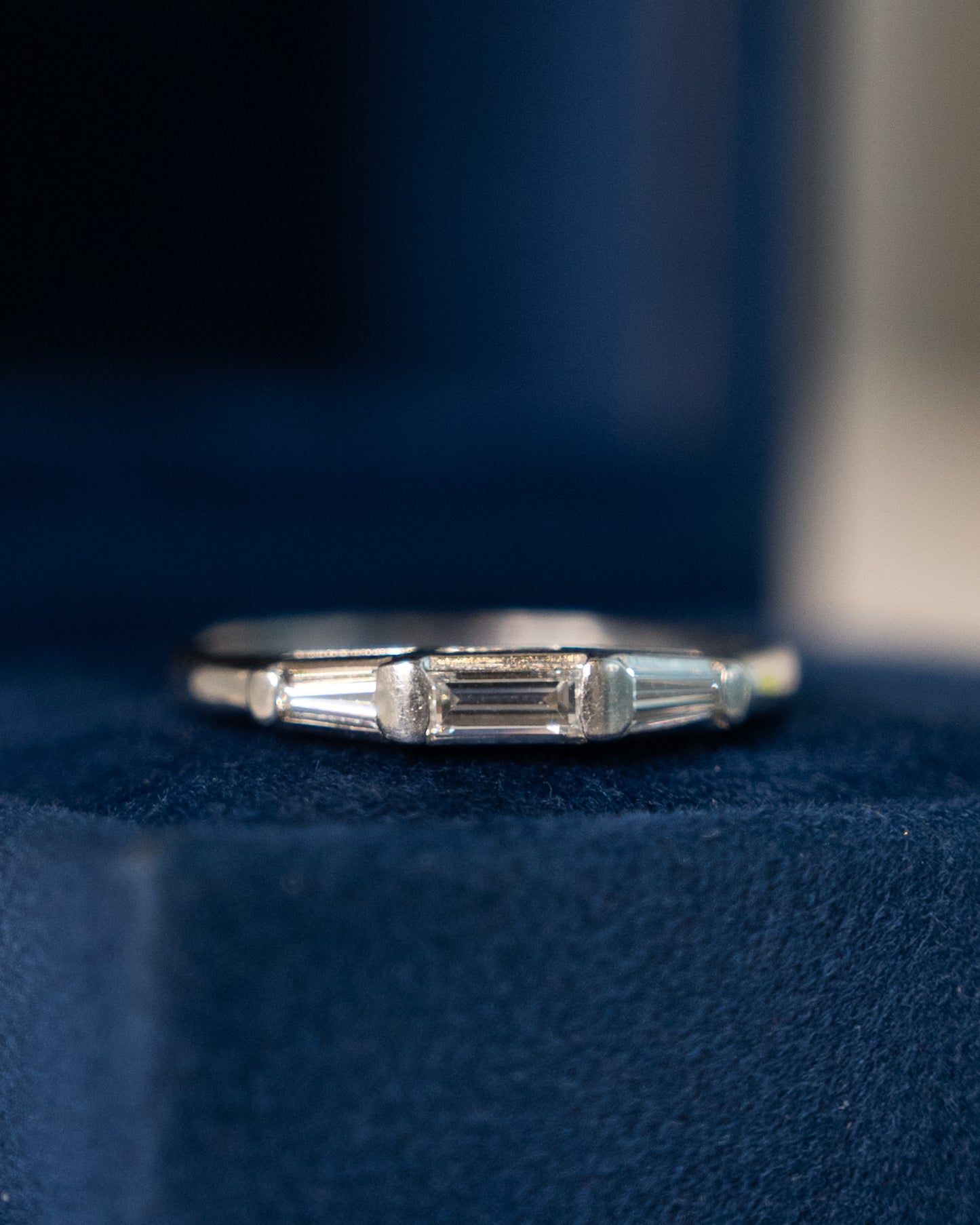 .15 Vintage Baguette Diamond Wedding Band Platinum