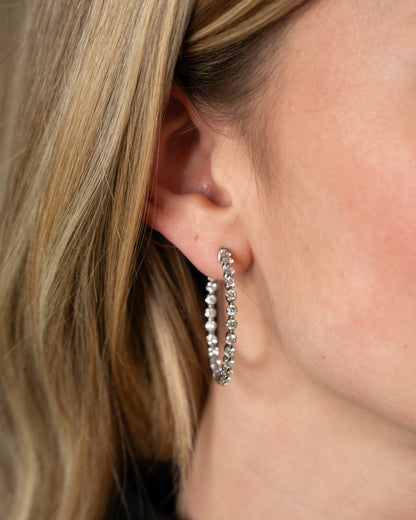 3.75 Inside-Out Diamond Hoop Earrings 14k White Gold