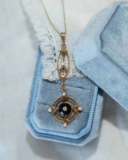 .02 Antique Victorian Diamond Pendant Necklace 10k