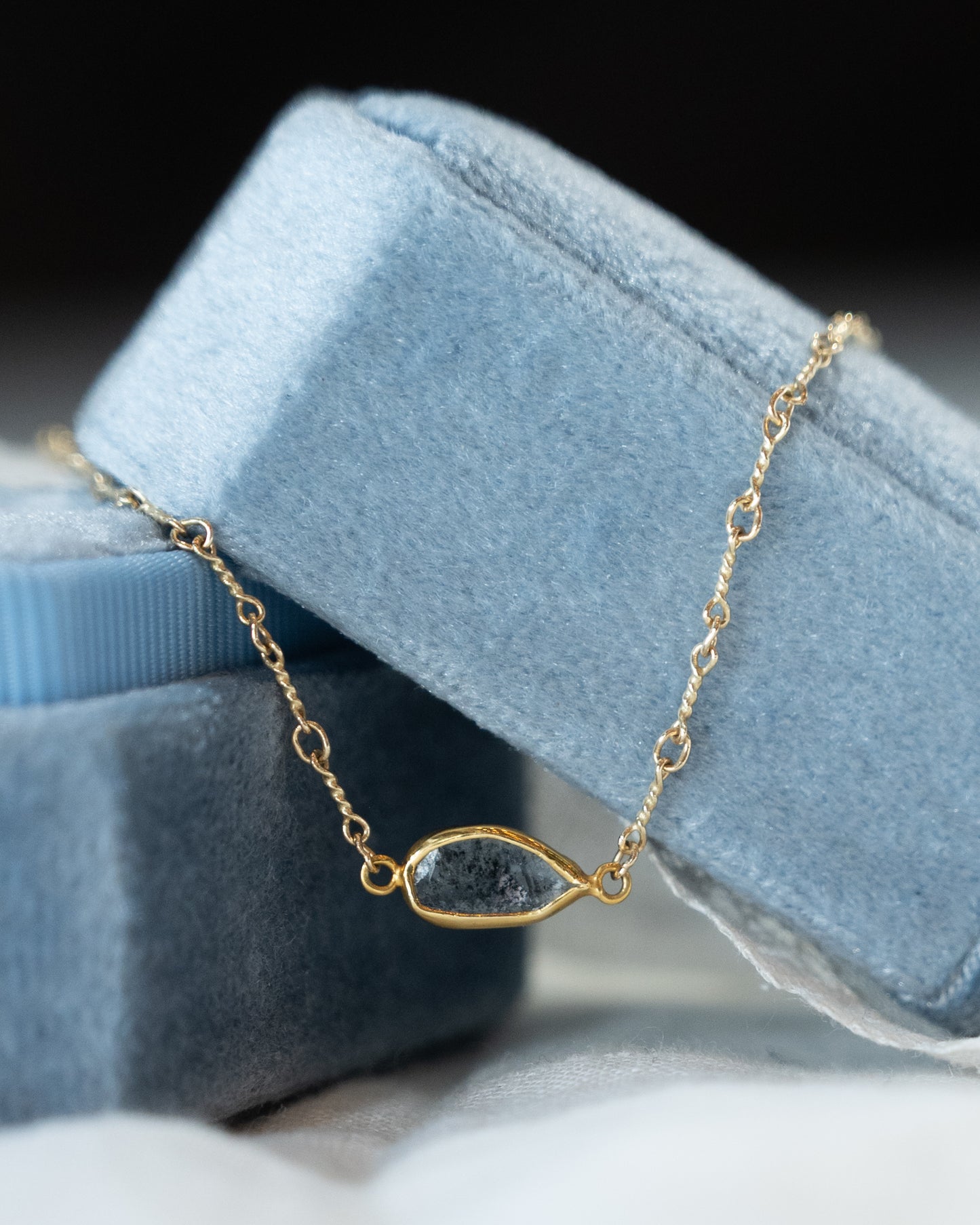 .70 Salt & Pepper Diamond Slice Necklace 18k Yellow Gold
