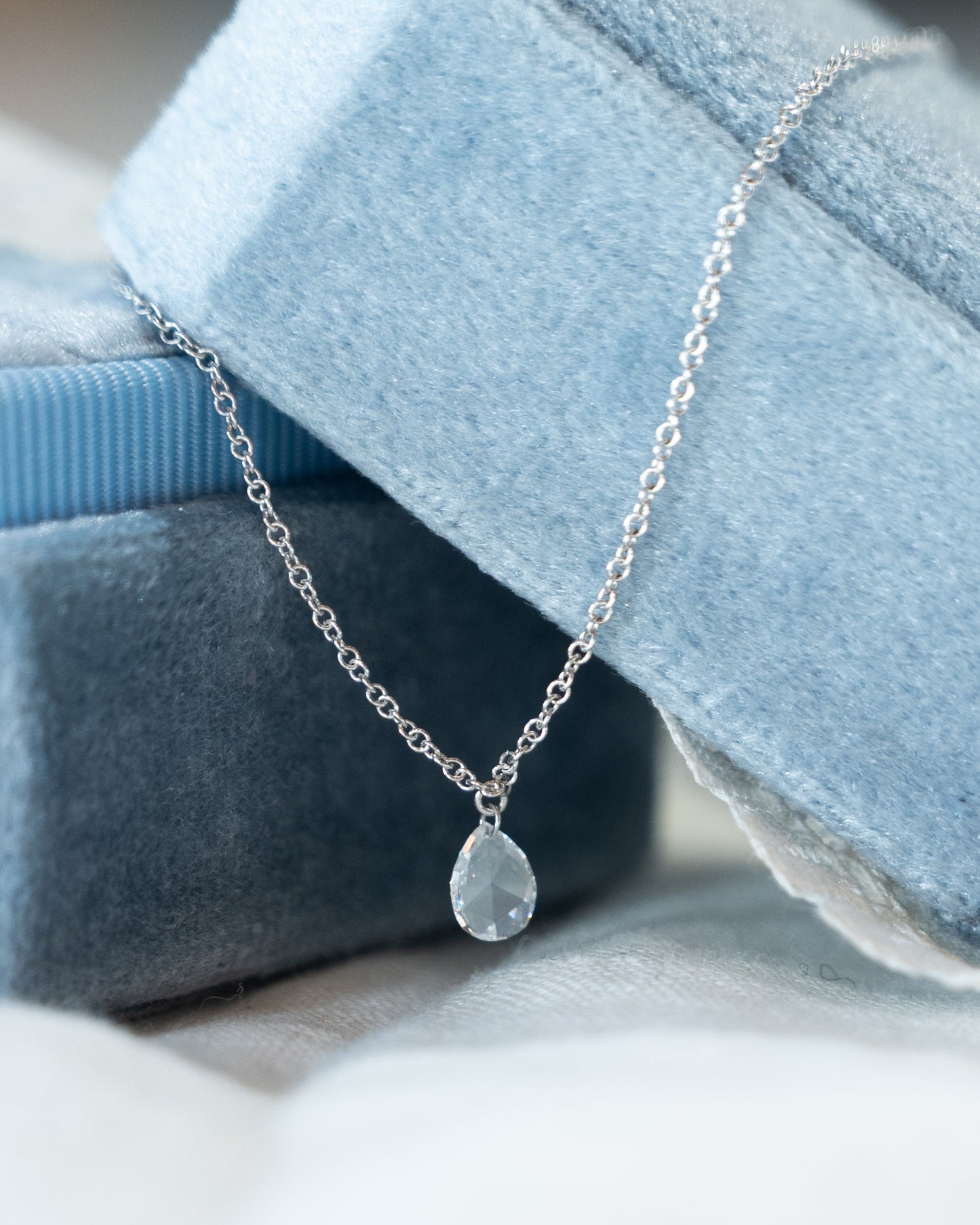 .27 Pear Rose Cut Diamond Pendant Necklace 14k