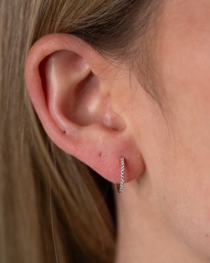 .16 Pave Diamond Hoop Earrings 14k Yellow Gold