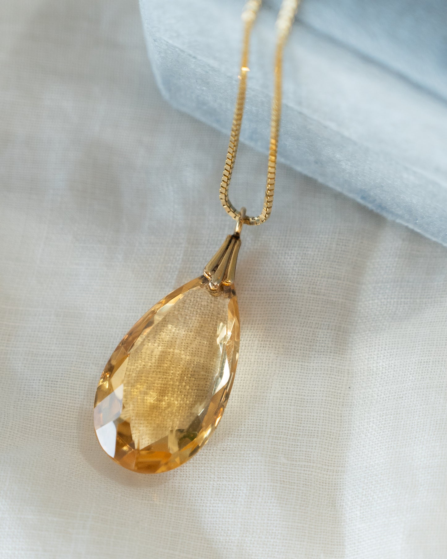 27.55 Pear Citrine Pendant Necklace 14k Yellow Gold