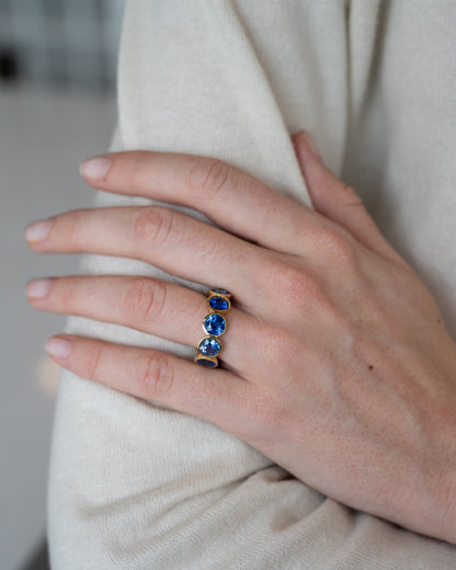 11.79 Blue Sapphire Eternity Band 18k Yellow Gold