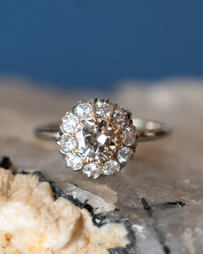 .84 Vintage Retro Diamond Cluster Engagement Ring 14k