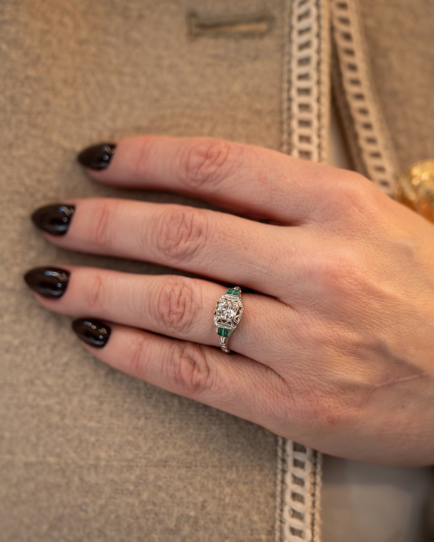 .50 Antique Art Deco Diamond Engagement Ring 18k