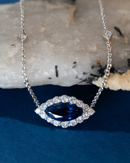 2.62 Marquise Sapphire Pendant Necklace 18k