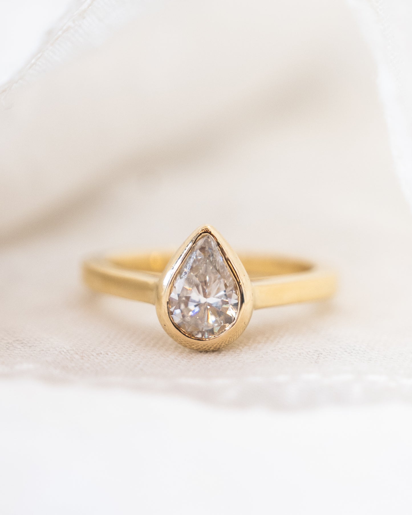 1.17 GIA Pear Diamond Engagement Ring 18k Yellow Gold