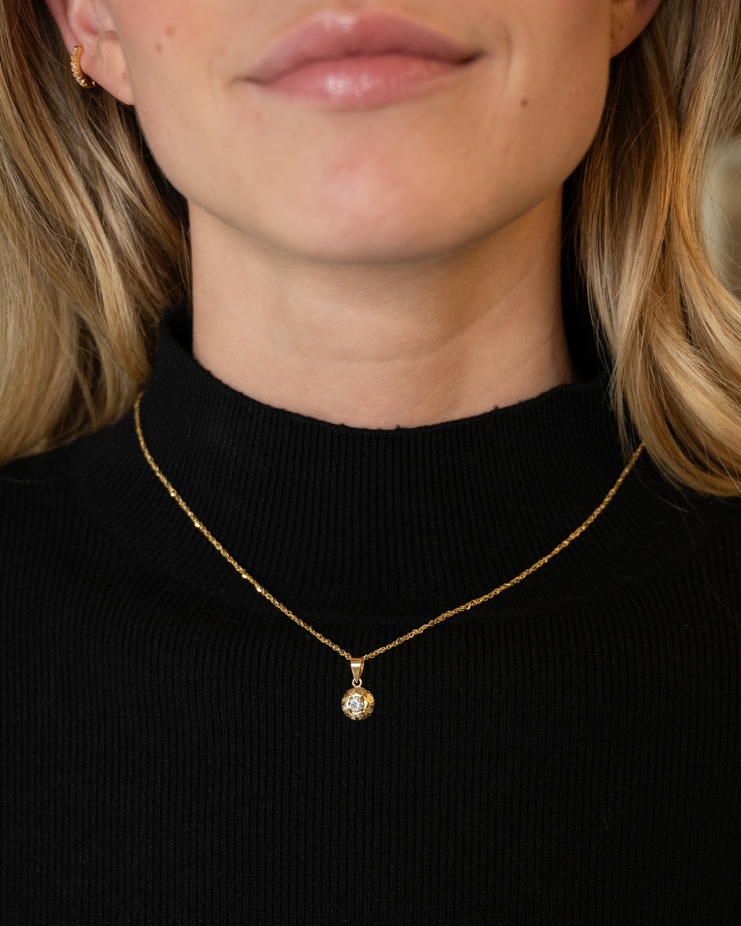 .30 Old European Diamond Pendant Necklace 14k