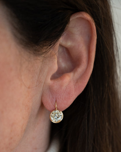 4.00 GIA Old European Diamond Drop Earrings 14k