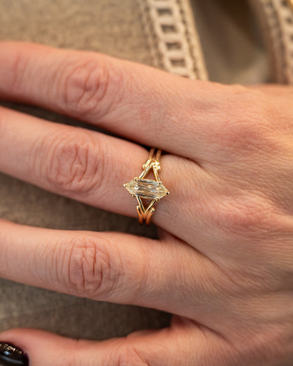 1.01 GIA Hexagon Step Cut Diamond Engagement Ring 14k