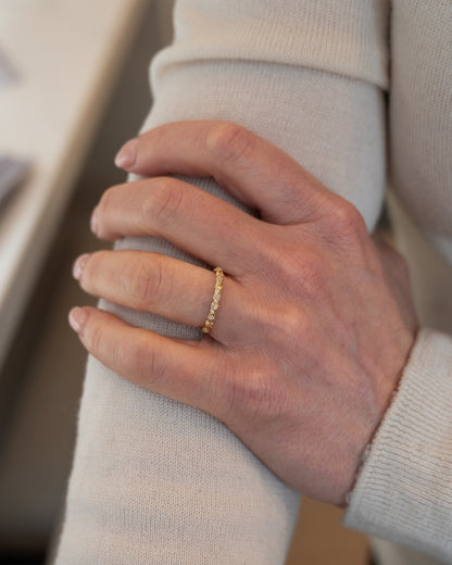 .04 Diamond Floral Wedding Band 14k Yellow Gold