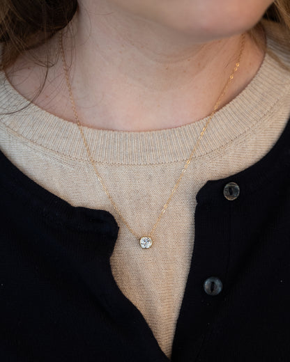 .98 Round Brilliant Diamond Solitaire Necklace 14k