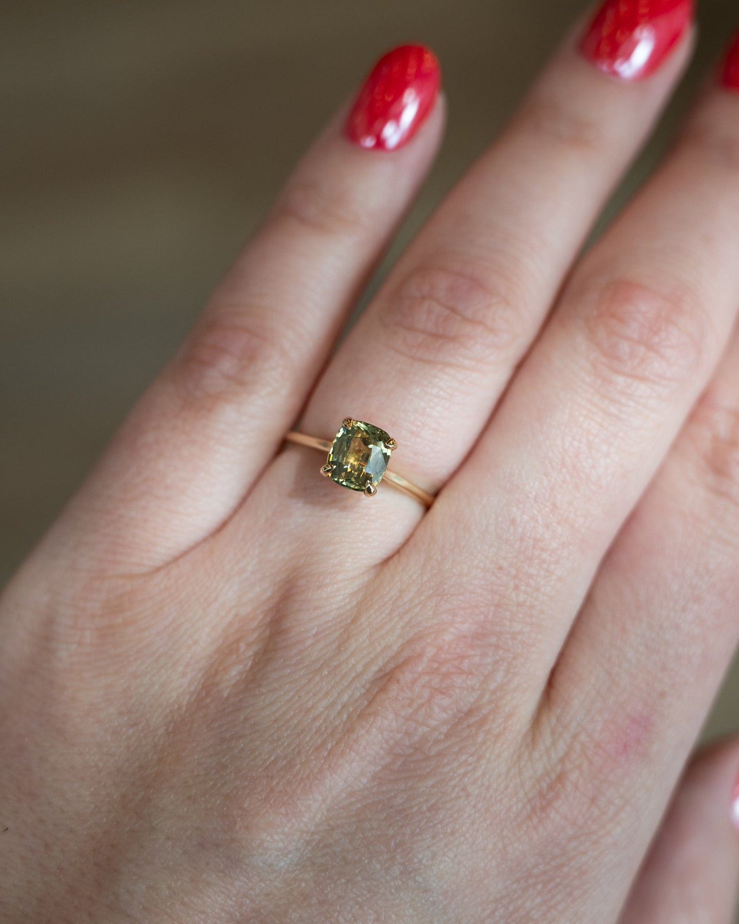 2.07 Green Sapphire Solitaire Engagement Ring 14k