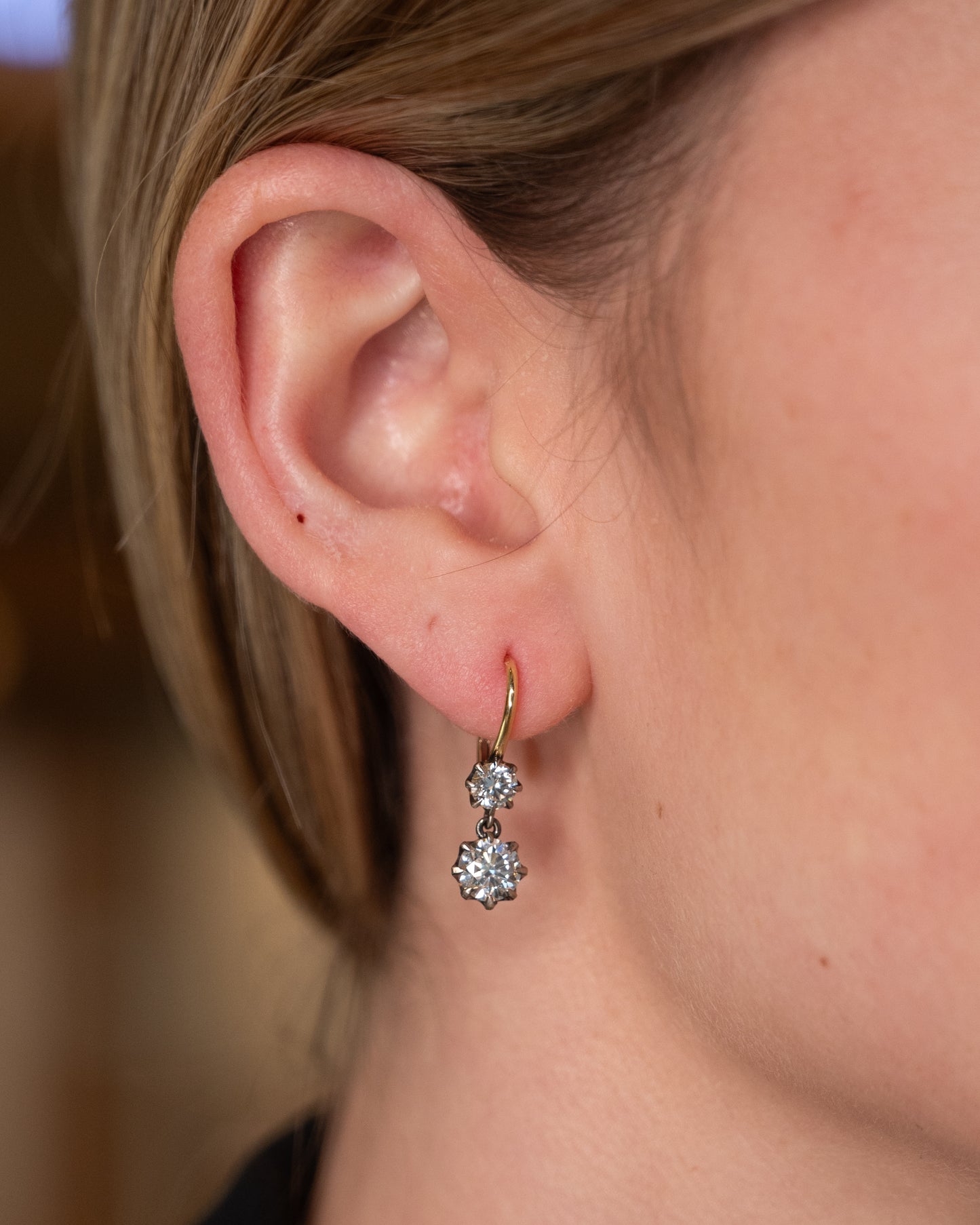 2.26 Black Rhodium Diamond Dangle Earrings 18k