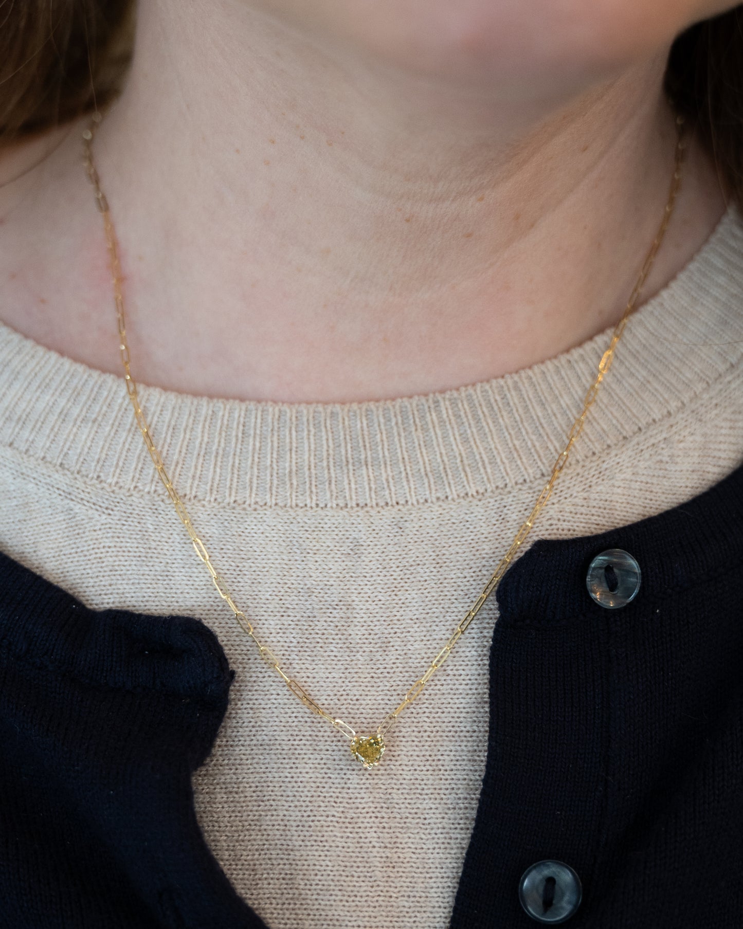 .76 Fancy Intense Yellow Diamond Pendant 14k