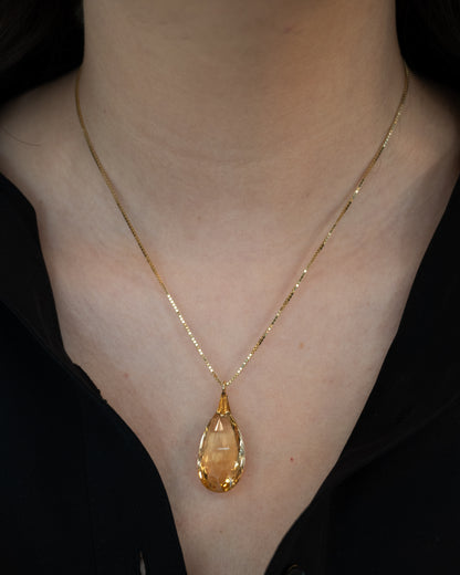 27.55 Pear Citrine Pendant Necklace 14k Yellow Gold