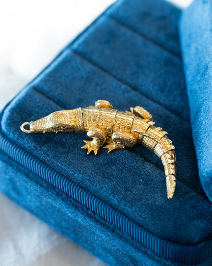 Articulated Alligator Pendant 22k Yellow Gold