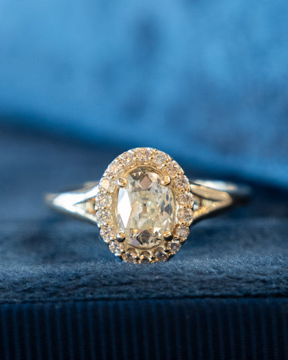 1.01 Antique Cushion Diamond Engagement Ring 14k