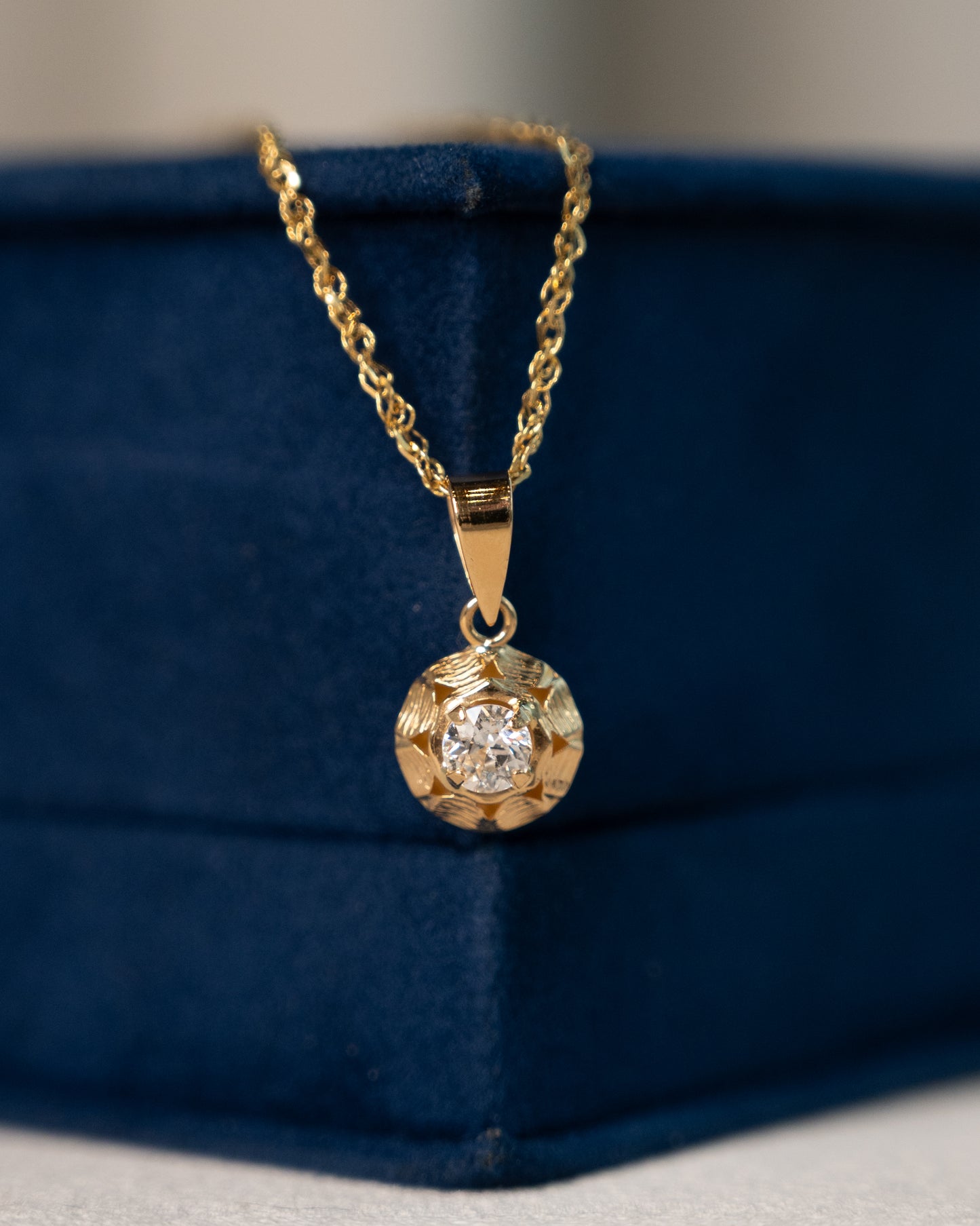 .30 Old European Diamond Pendant Necklace 14k