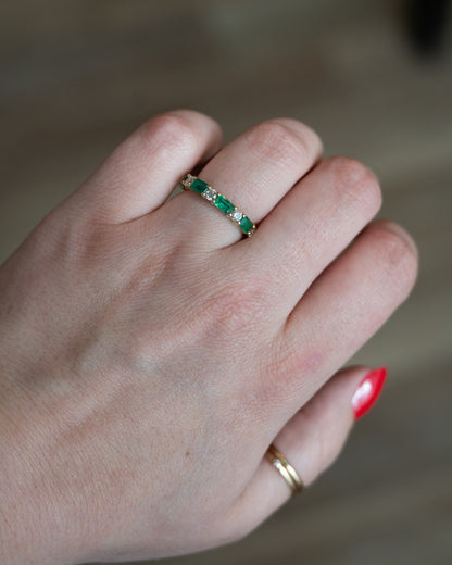 1.10 Emerald & Diamond Stacking Band 14k Yellow Gold