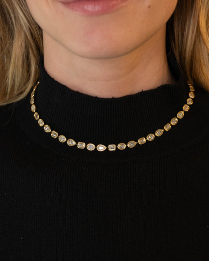 14 Carat Diamond Tennis Necklace 18k Yellow Gold