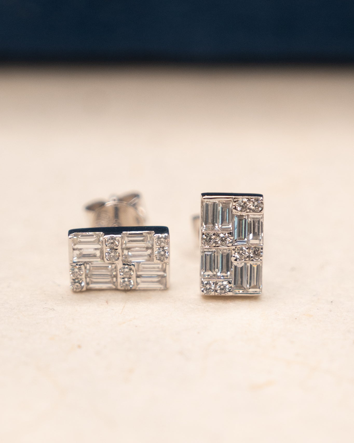 .48 Baguette & Round Diamond Cluster Earrings 14k