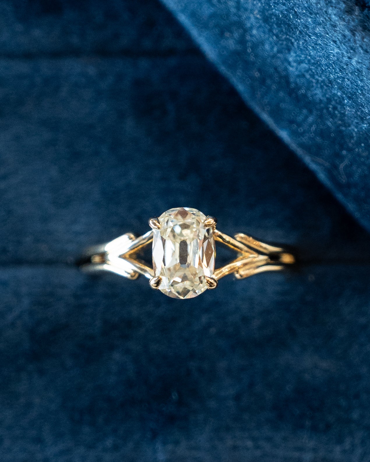 1.19 Old Mine Diamond Engagement Ring 14k Yellow Gold