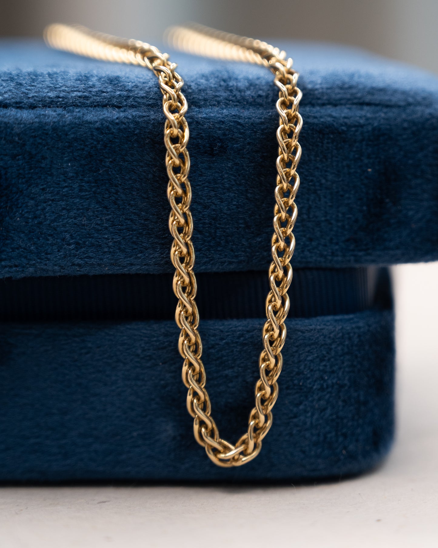 18" Woven Wheat Chain Necklace 14k Yellow Gold