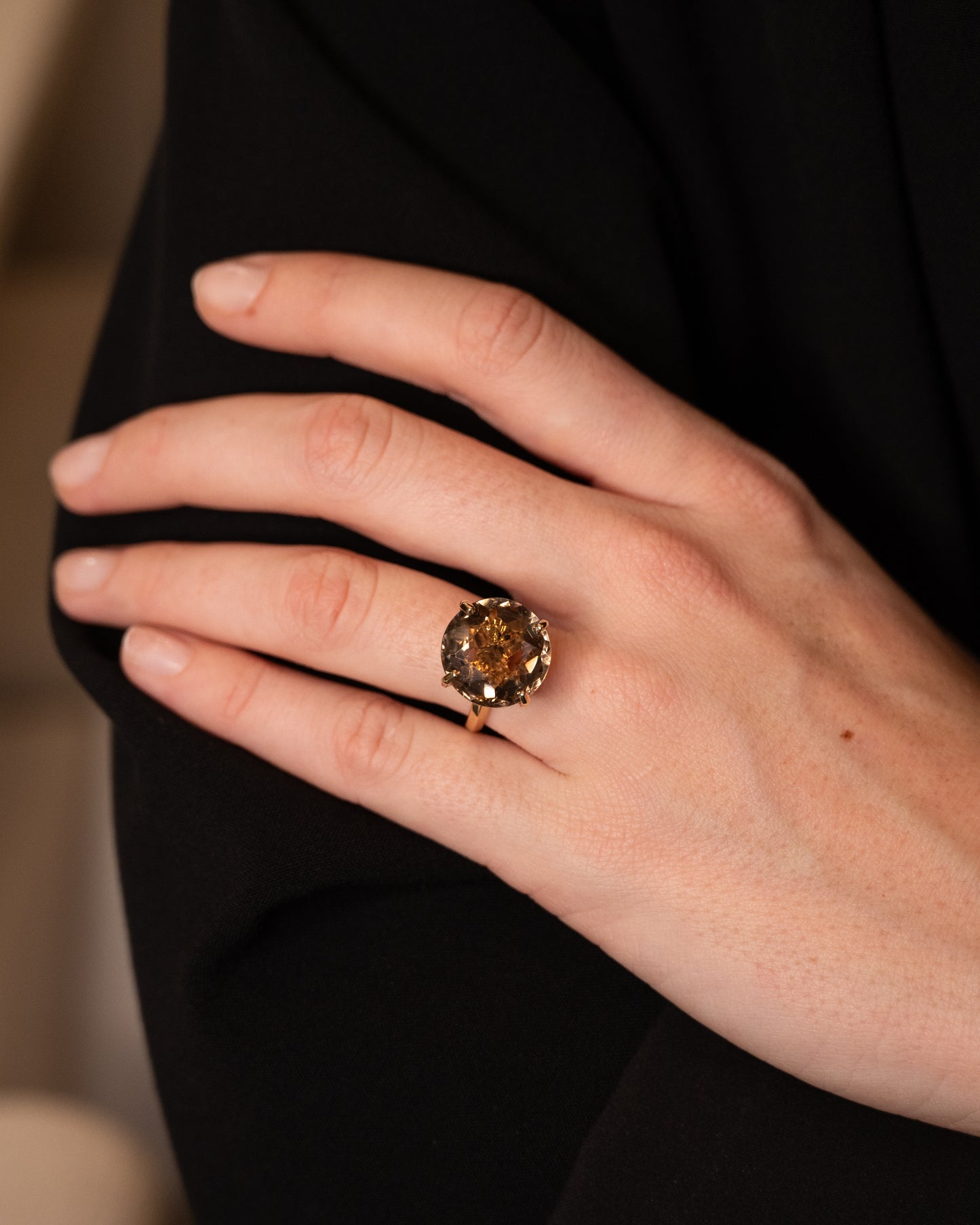 10.96 Filigree x Eleanor Leftwich Smokey Quartz Cocktail Ring 14k