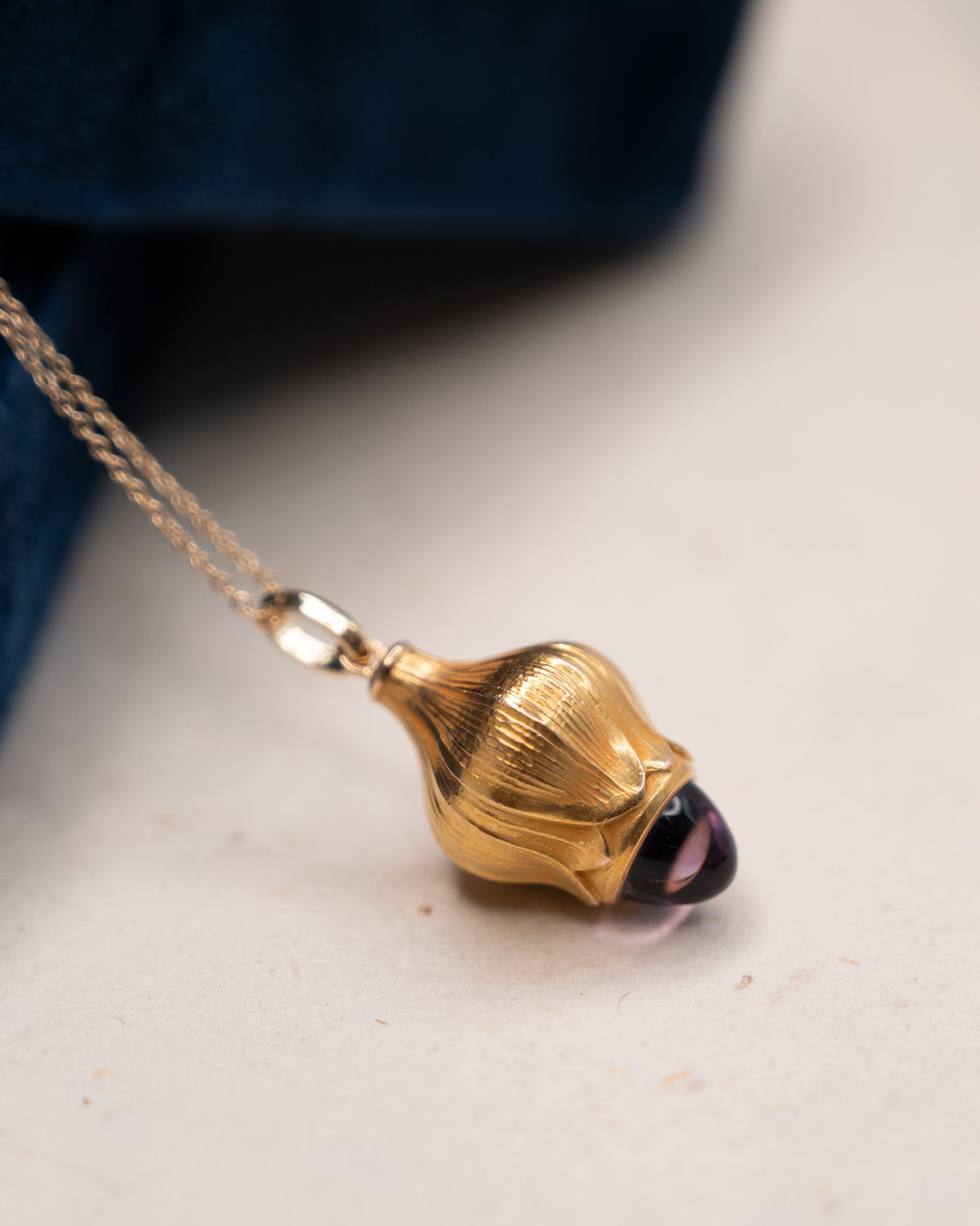 2.48 Art Nouveau Amethyst Pendant Necklace 14k