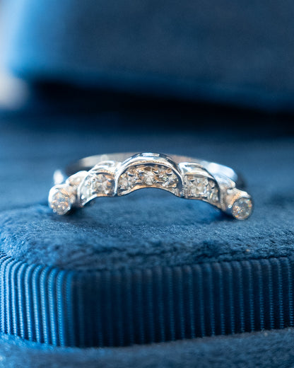 .30 Vintage 1950's Diamond Contour Wedding Band 14k