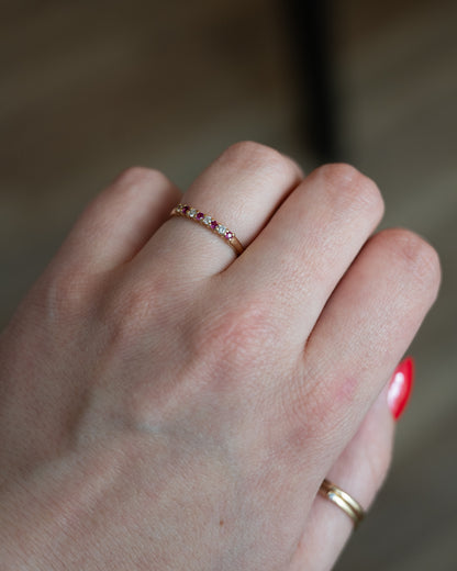 Ruby & Diamond Stacking Band 14k Yellow Gold