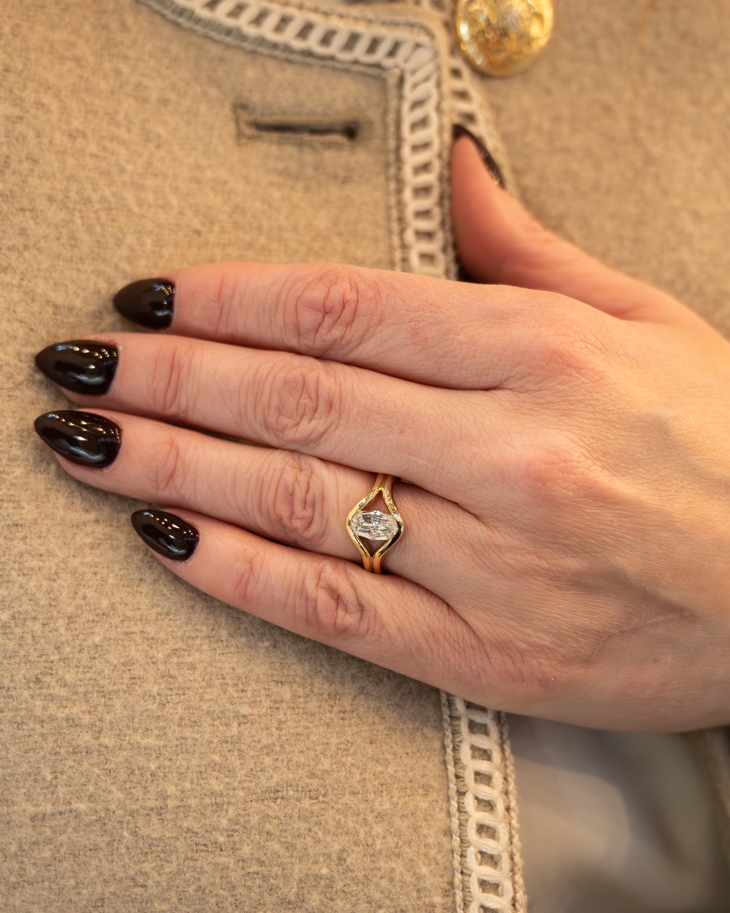 1.03 GIA Oval Step Cut Diamond Engagement Ring 14k