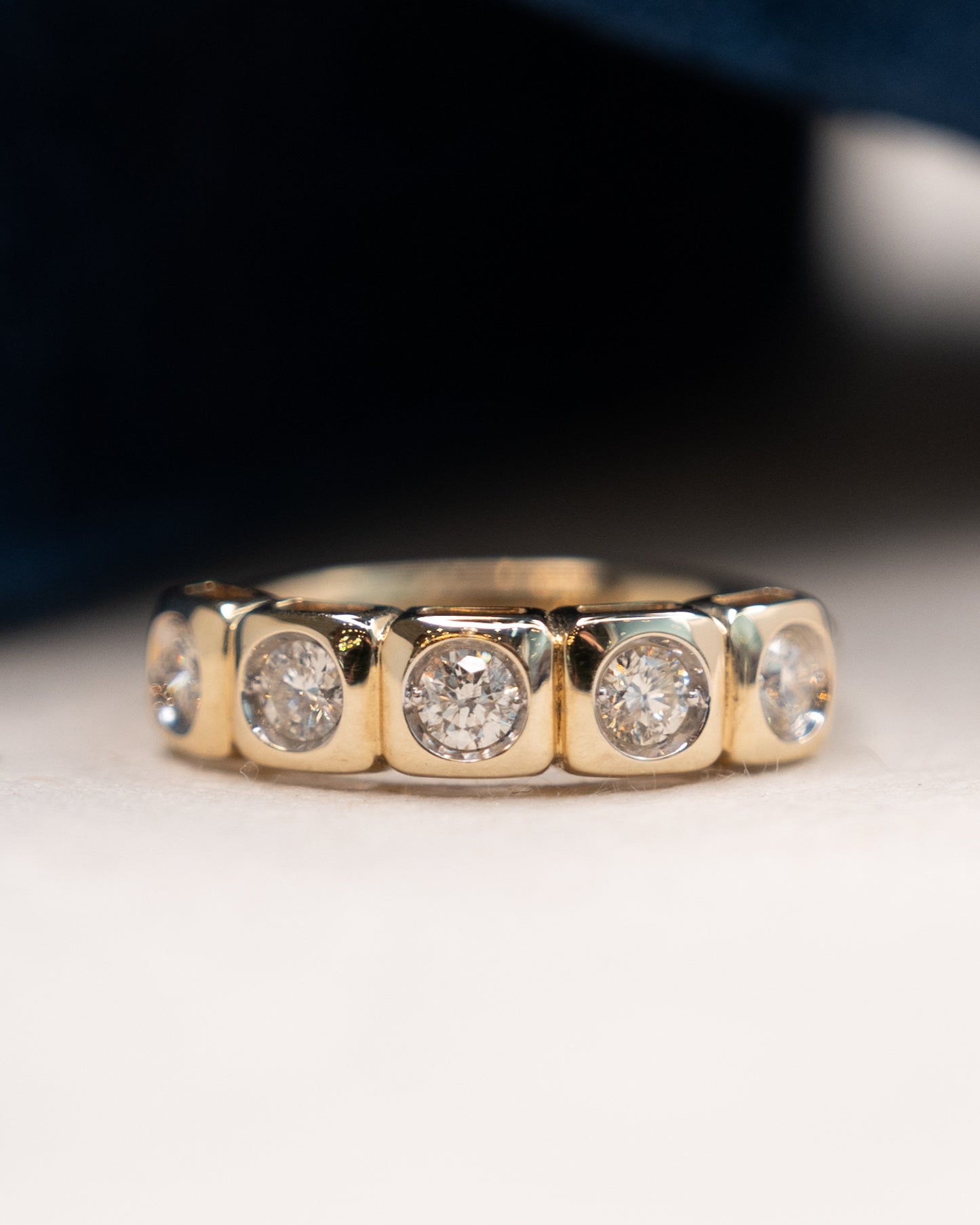 .58 Five Stone Diamond Wedding Band 14k Yellow Gold