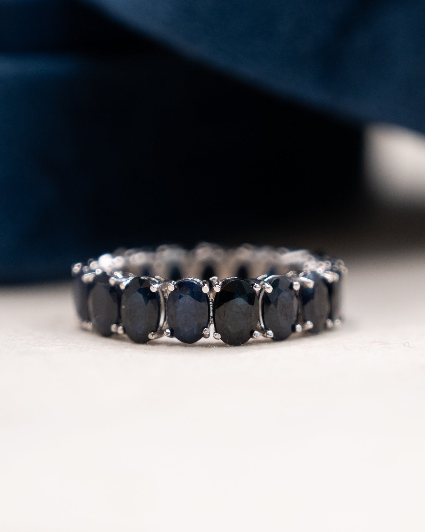 9 Carat Oval Sapphire Eternity Band 14k White Gold