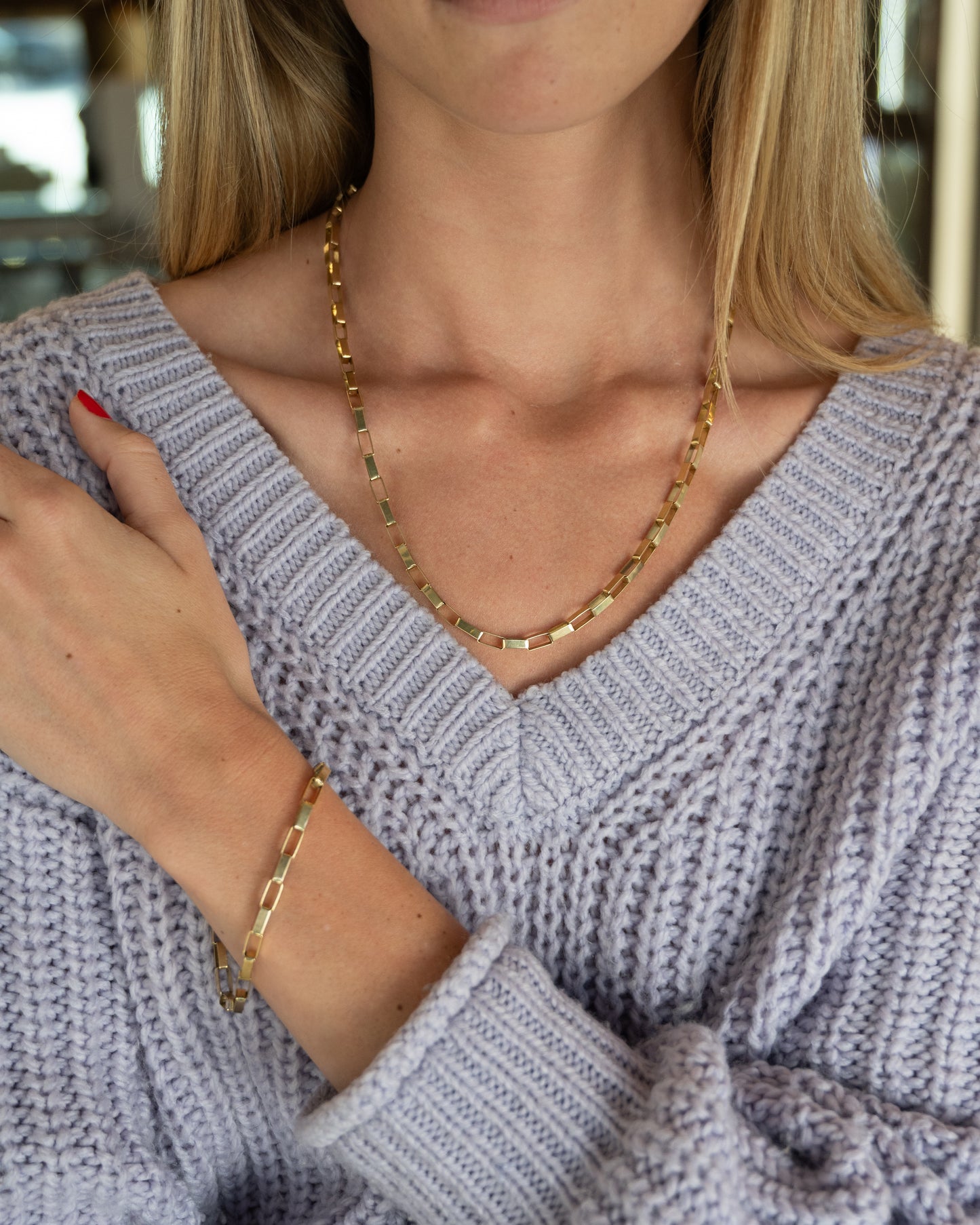 Paperclip Necklace & Bracelet in 14k Yellow Gold