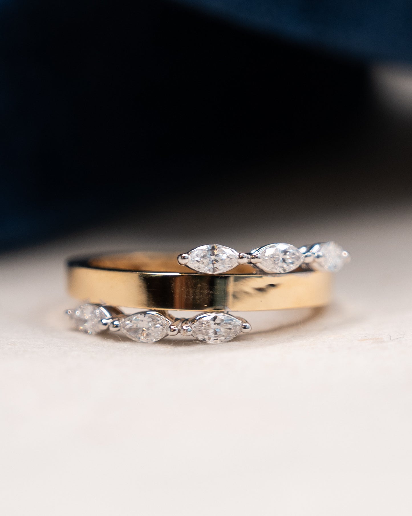 .48 Marquise Diamond Cocktail Ring Two-Tone 18k