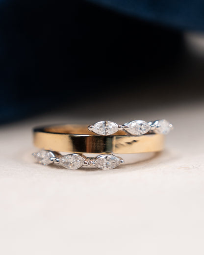 .48 Marquise Diamond Cocktail Ring Two-Tone 18k